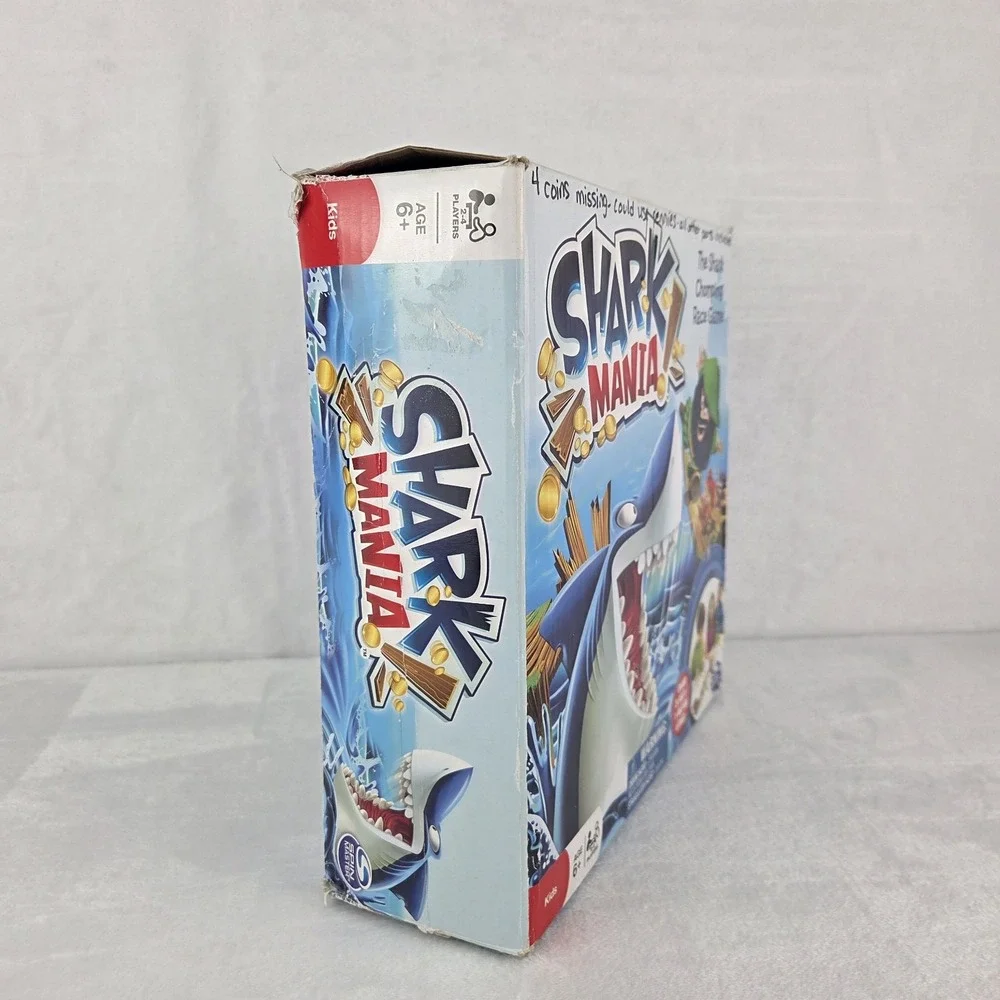 Spin Master Shark Mania Game 2014 Shark Chomping Race 12 Coins Incomplete